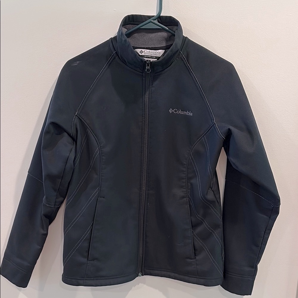 Columbia Black Raincoat Full-Zip Outdoor Jacket